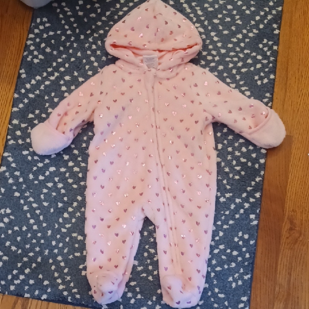 Pink Heart-Patterned Kids One Piece